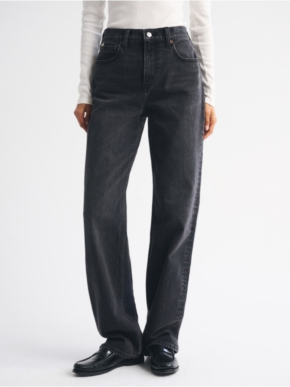 Abercrombie & Fitch High-Rise Wide-Leg Jeans - Black